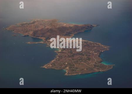 Die Insel Favignana von oben gesehen, Italien Stockfoto