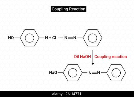 Die Kupplungsreaktion findet vorwiegend an der para-Position statt Stock Vektor