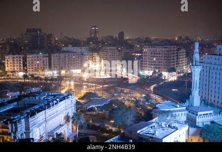 Tahrir Square oder Liberation Square bei Nacht, Kairo, al-Qahira Gounorat, Ägypten Stockfoto