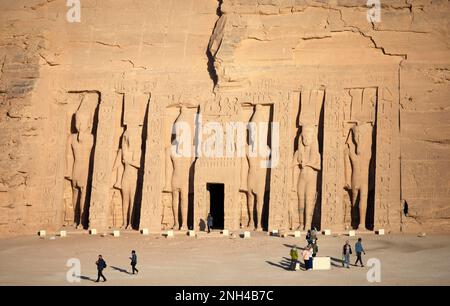 Hathor Tempel von Nefertari, Felsentempel Abu Simbel, Ägypten Stockfoto