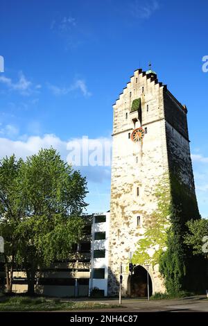 Obertor ist ein historischer Anblick in der Stadt Ravensburg. Ravensburg, Baden-Württemberg, Deutschland Stockfoto