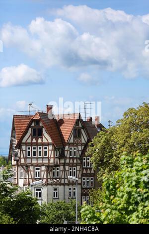 Das Fachwerkhaus ist ein historischer Anblick in der Stadt Ravensburg. Ravensburg, Baden-Württemberg, Deutschland Stockfoto