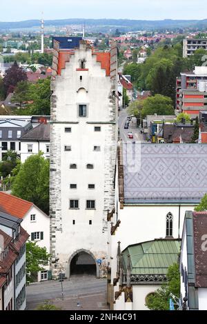 Der Obertor ist ein historischer Anblick in der Stadt Ravensburg. Ravensburg, Baden-Württemberg, Deutschland Stockfoto