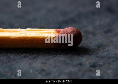 Makrobild des Kopfes eines Matches Stockfoto