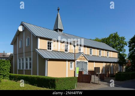 Die protestantische Kirche Kripplein Christi im Holzbau, Glandorf, Niedersachsen, Deutschland Stockfoto