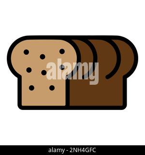 Symbol für Brottoast-Linie isoliert auf weißem Hintergrund. Schwarzer, flacher Klassiker mit modernem Umriss. Lineares Symbol und bearbeitbare Kontur. Einfach und Pixel Stock Vektor