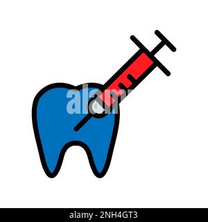 Zahnanästhesie-Symbollinie isoliert auf weißem Hintergrund. Schwarzer, flacher Klassiker mit modernem Umriss. Lineares Symbol und bearbeitbare Kontur. Einfache und Stock Vektor