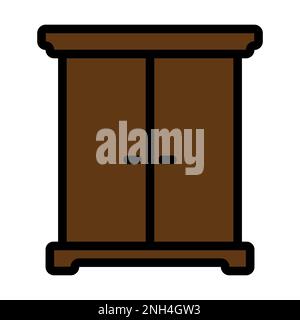 Symbollinie für Vintage-Garderobe isoliert auf weißem Hintergrund. Schwarzer, flacher Klassiker mit modernem Umriss. Lineares Symbol und bearbeitbare Kontur. Einfach und p Stock Vektor