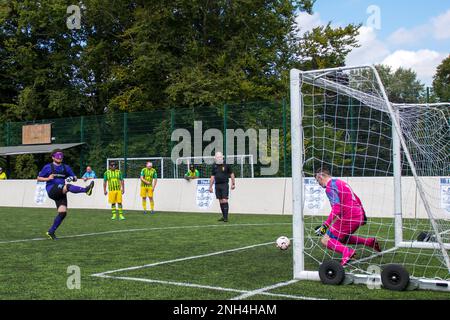 Hereford, England, 18. September 2021. Das Spiel der National Blind Football League, Tag 2, gespielt an Punkt 4, Hereford. Kredit: Will Cheshire Stockfoto