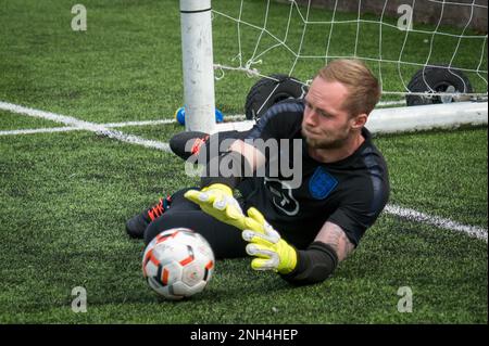 Hereford, England, 18. September 2021. Das Spiel der National Blind Football League, Tag 2, gespielt an Punkt 4, Hereford. Kredit: Will Cheshire Stockfoto