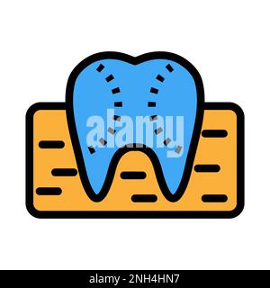 Symbollinie der Zahnfleischanatomie isoliert auf weißem Hintergrund. Schwarzer, flacher Klassiker mit modernem Umriss. Lineares Symbol und bearbeitbare Kontur. Einfach und Pixel Stock Vektor
