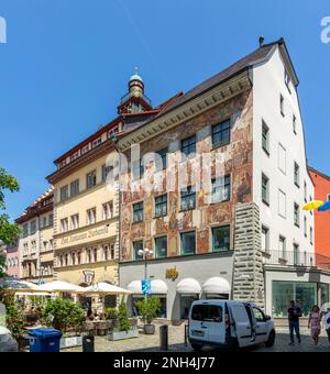 Hotel Barbarossa and Haus zum Hohen Hafen on Obermarkt, Constance, Baden-Württemberg, Deutschland Stockfoto