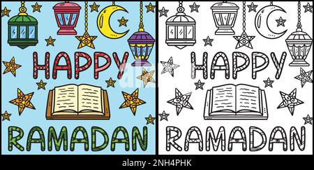 Fröhliche Ramadan-Malerseite – Farbige Illustration Stock Vektor