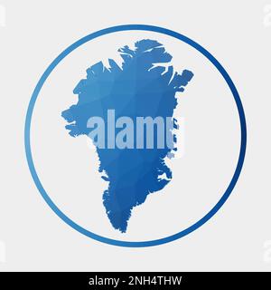 Symbol für Grönland. Polygonale Landkarte im Gradientenring. Rundes, tiefes Poly-Grönland-Schild. Vektordarstellung. Stock Vektor