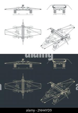 Stilisierte Vektordarstellung von Stromabnehmerplänen für elektrische Lokomotiven Stock Vektor