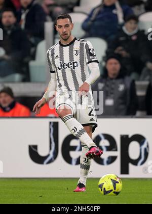 TURIN - Mattia de Sciglio vom FC Juventus während des Spiels der italienischen Serie A zwischen dem FC Juventus und der Fiorentina der ACF im Allianz Stadium am 12. Februar 2023 in Turin, Italien. AP | niederländische Höhe | GERRIT VON KÖLN Stockfoto