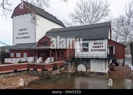 Amerikas berühmtestes Sommertheater, Bucks County Playhouse, New Hope-America's Favorite Towns by Travel + Leisure. Pennsylvania, USA Stockfoto