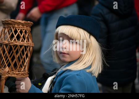 Karneval der Binche Lundi Gras Stockfoto