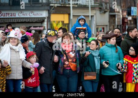 Karneval der Binche Lundi Gras Stockfoto