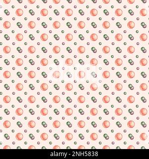 Aquarellmuster mit Bällen im Busho-Stil für das Design von Kinderprodukten Stockfoto