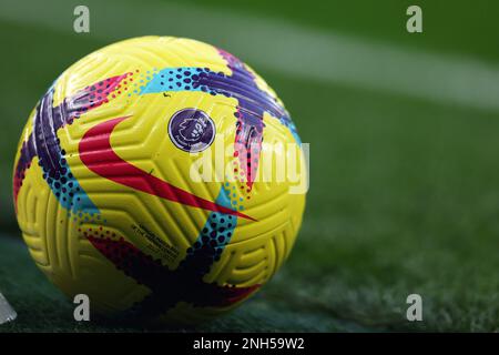 London, Großbritannien. 19. Februar 2023. Ein Fußball. Spiel der Premier League, Tottenham Hotspur gegen West Ham Utd im Tottenham Hotspur Stadium in London am Sonntag, den 19. Februar 2023. Dieses Bild darf nur zu redaktionellen Zwecken verwendet werden. Nur redaktionelle Verwendung, Lizenz für kommerzielle Verwendung erforderlich. Keine Verwendung bei Wetten, Spielen oder Veröffentlichungen von Clubs/Ligen/Spielern. Bild von Andrew Orchard/Andrew Orchard Sportfotografie/Alamy Live News Kredit: Andrew Orchard Sportfotografie/Alamy Live News Stockfoto