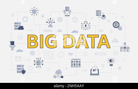 Big-Data-Konzept mit Symbolsatz mit großem Wort oder Text in der Mitte Stockfoto