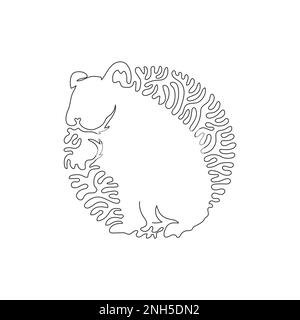 Durchgängige Kurve eine Strichzeichnung des stehenden Hamsters abstrakte Kunst. Einzeilige editierbare Strichvektordarstellung eines tollen haarigen Hamsters Stock Vektor