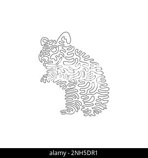 Eine einzelne Zeichnung mit einer geschwungenen Linie aus süßer abstrakter Hamsterkunst. Vektorgrafik-Design-Vektordarstellung eines bezaubernden, haarigen Hamsters Stock Vektor