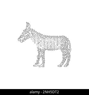 Eine einzige Zeichnung eines süßen Esels, der steht. Strichzeichnung als Vektordarstellung eines freundlichen domestizierten Esels Stock Vektor