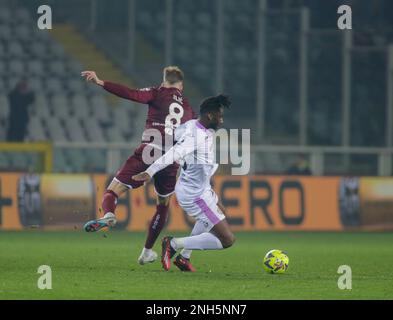 Turin, Italien. 20. Februar 2023. Soualiho Meite von uns Cremonese während der italienischen Serie A, Fußballspiel zwischen dem Turin FC und uns Cremonese, am 20. Februar 2023 im Stadio Olimpico Grande Torino in Turin, Italien. Foto: Ndrerim Kaceli Kredit: Unabhängige Fotoagentur/Alamy Live News Stockfoto
