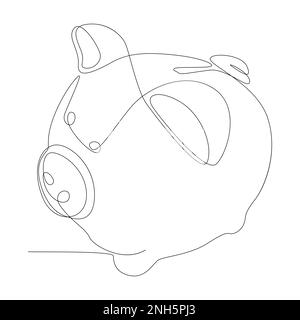 Eine durchgehende Linie von Piggy Bank. Vektorkonzept zur Darstellung dünner Linien. Kontur Zeichnen kreativer Ideen. Stock Vektor