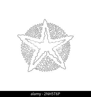 Single one curly line drawing of cute starfish abstract art. Continuous line drawing design vector illustration of starfish, beautiful marine animal Stock Vektor