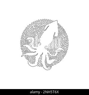 Durchgehende einkrümmte Linienzeichnung süßer Tintenfisch-abstrakter Kunst im Kreis. Einzeilige bearbeitbare Strichvektordarstellung von Schnellschwimmern Stock Vektor