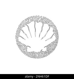 Eine einzelne geschwungene Linie, die eine erstaunliche Meereskreatur zeichnet. Durchgehende Strichzeichnung grafischer Entwurfsvektor Illustration wunderschöner Muscheln Stock Vektor