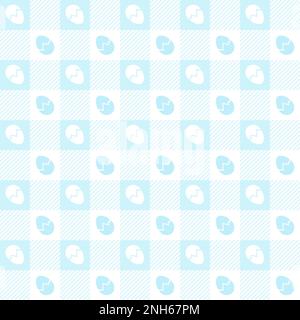 Nahtloses Ostergingham-Muster. blauer, karierter vichy-Hintergrund mit Eiern. Vektor. Stock Vektor
