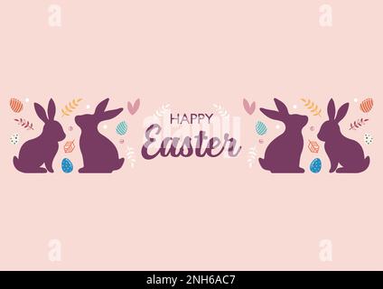 osterkarte mit Happy Easter-Dekoration. Einladungskarte. Vektordarstellung Stock Vektor