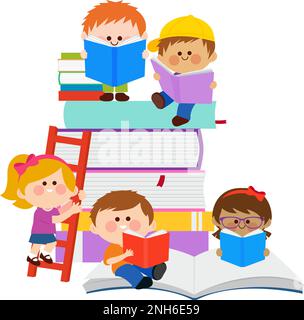 Kinder lesen Bücher. Vektordarstellung Stock Vektor