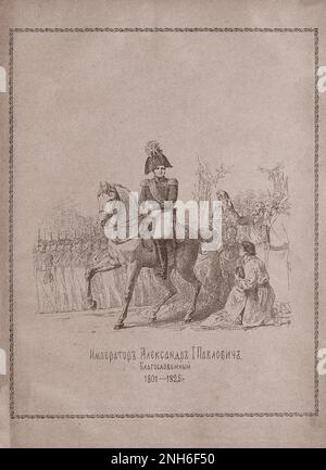 Gravur von Alexander I. aus Russland. 1913 Alexander I (1777–1825) war der Kaiser von Russland von 1801, der erste König des Kongresses Polen von 1815 und der Großherzog von Finnland von 1809 bis zu seinem Tod im Jahr 1825. Er war der älteste Sohn von Kaiser Paul I. und Sophie Dorothea von Württemberg. Stockfoto