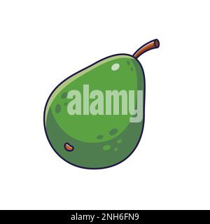 Süße Avocado-Illustration. Abbildung eines Vektorsymbols mit handgezeichneter Zeichentrickfigur. Avocado im Doodle-Stil. Isoliert auf weißem Hintergrund. Stock Vektor