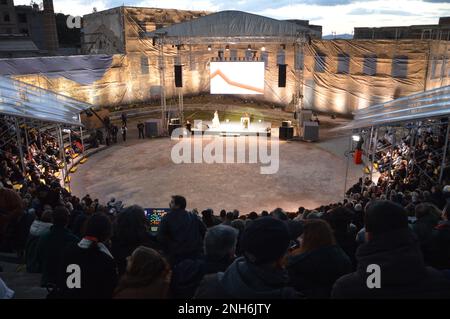 Elefsina, Griechenland - 4. Februar 2023 - Eleosis 2023 - Kulturhauptstadt Europas - Eröffnungszeremonie. (Foto: Markku Rainer Peltonen) Stockfoto