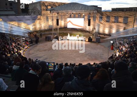 Elefsina, Griechenland - 4. Februar 2023 - Eleosis 2023 - Kulturhauptstadt Europas - Eröffnungszeremonie. (Foto: Markku Rainer Peltonen) Stockfoto