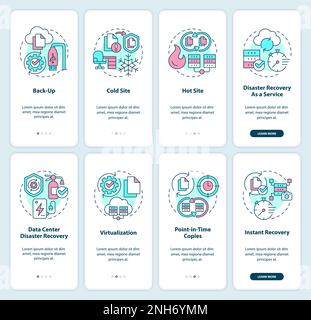 Disaster Recovery Onboarding Mobile App Screen Set Stock Vektor