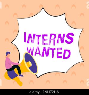 Schreiben mit Textanzeigen Praktikanten gesucht. Geschäftskonzept auf der Suche nach einem Praktikanten mit Teilzeitbeschäftigung Stockfoto