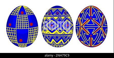 ostereier mit traditioneller ukrainischer Kunst. Stock Vektor