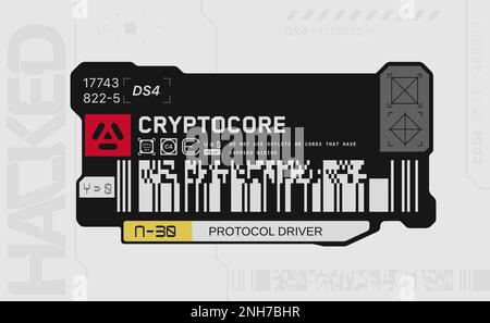 Cyberpunk-Aufkleber. Vektoraufkleber, Etikett im futuristischen Stil. Zeichen, Aufschriften und Symbole des GGB. Stock Vektor