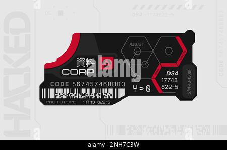 Cyberpunk-Aufkleber. Vektoraufkleber, Etikett im futuristischen Stil. Zeichen, Aufschriften und Symbole des GGB. Stock Vektor