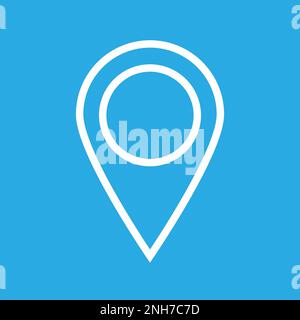 Geolokalisierungssymbol auf blauem Hintergrund. Lineare PIN-Code-Symbole der Geolokationskarte. Stock Vektor