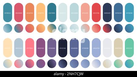 Satz von Vektorverläufen, moderne Kombinationen von Farben und Schattierungen. Kollektion übereinstimmender Farben. Stock Vektor