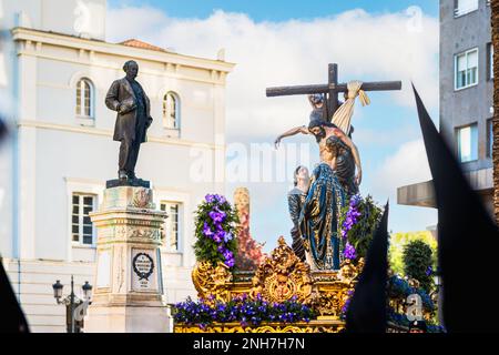 Die Bruderschaft und Bruderschaft des heiligsten Christus der Abstammung ist eine religiöse Bruderschaft und Beichte in Badajoz, Spanien. Stockfoto