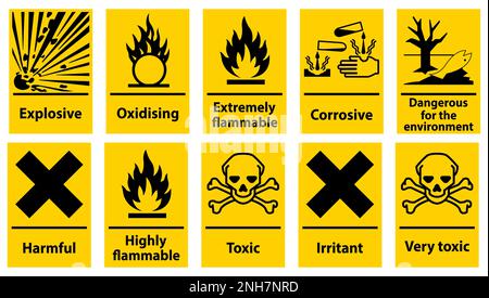 Symbol Warnschild Für Gefährliche Giftige Stoffe, Warnschild Für Chemische Gefahren Stock Vektor
